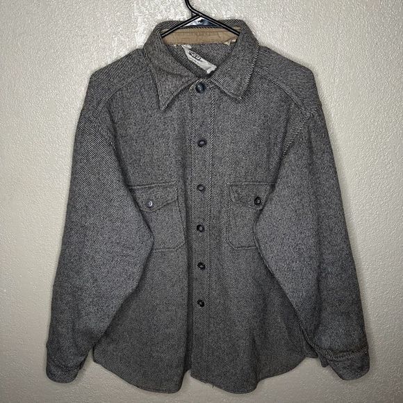 Vintage Woolrich Herringbone Wool Button Mackinaw Cruiser Jacket XL - Picture 2 of 6